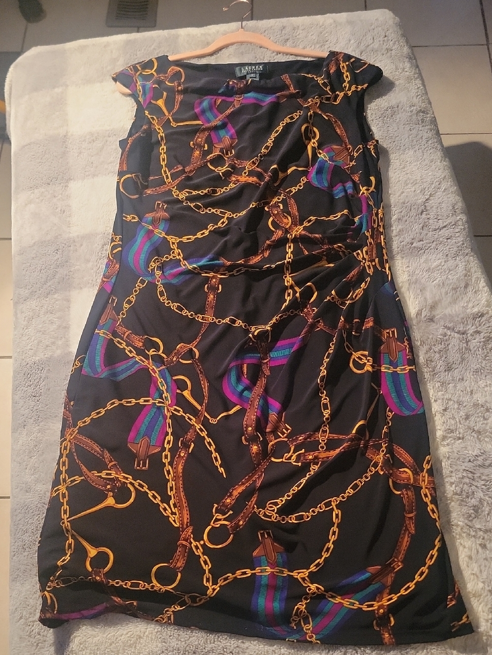 Chain-Print Black Sheath Dress by Lauren Ralph Lauren